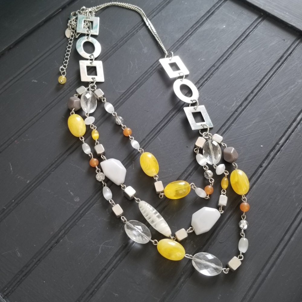 Lia Sophia 3 Tiered Layered Beaded Necklace 26"